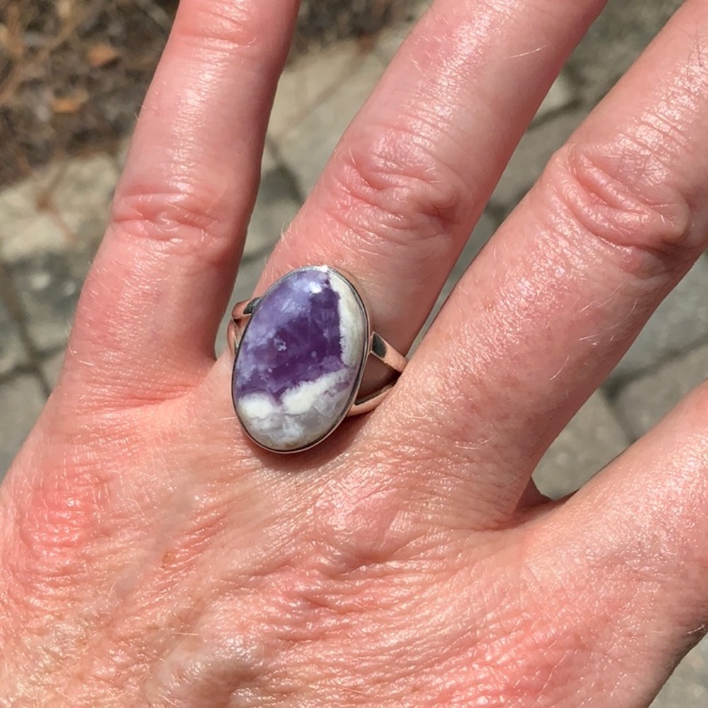 VIOLET FLAME OPAL 925 STERLING SILVER RING, SIZE 8